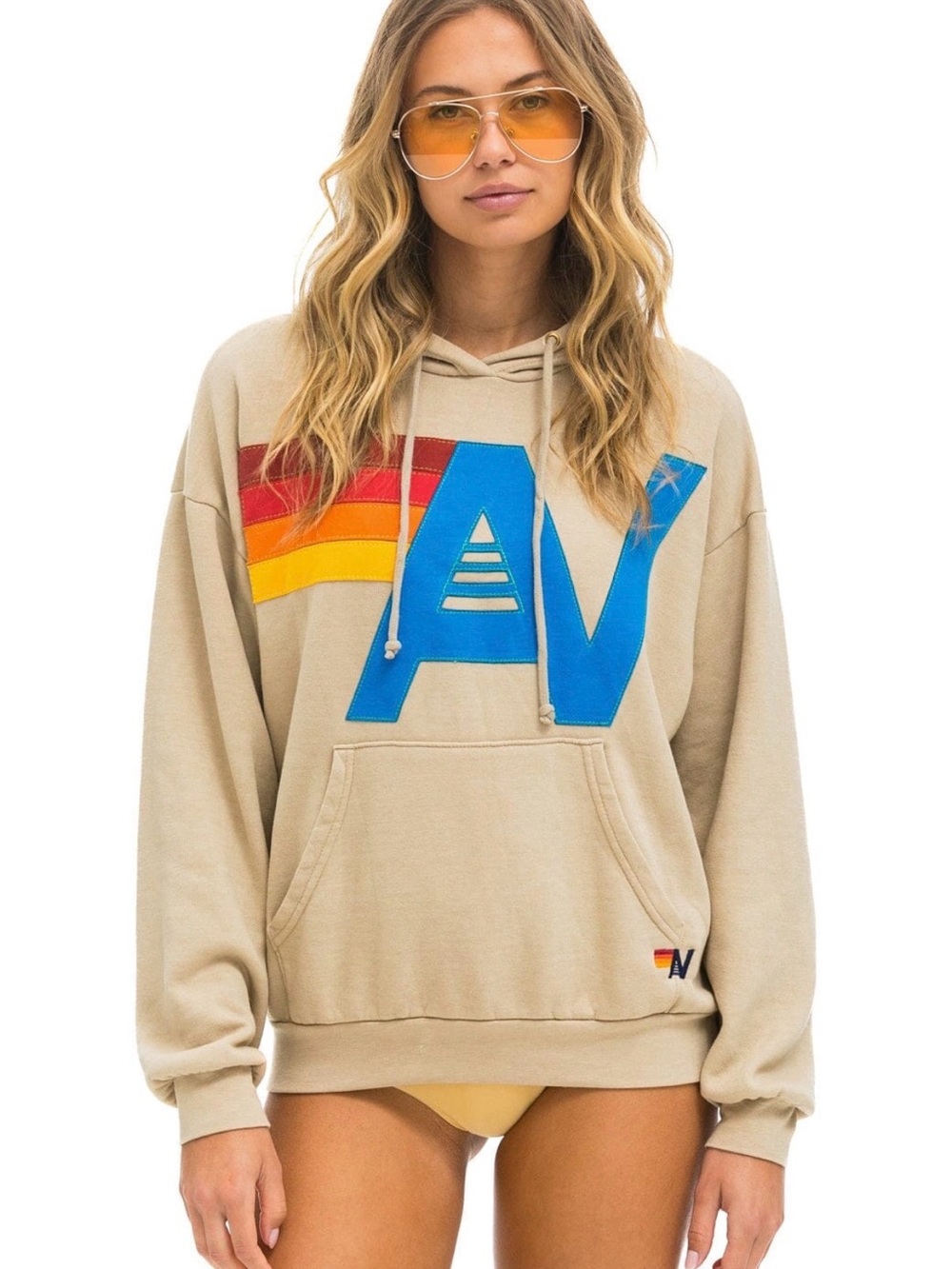 Aviator Nation Logo Stitch Hoodie -Sand, XS- SOLD OUT online